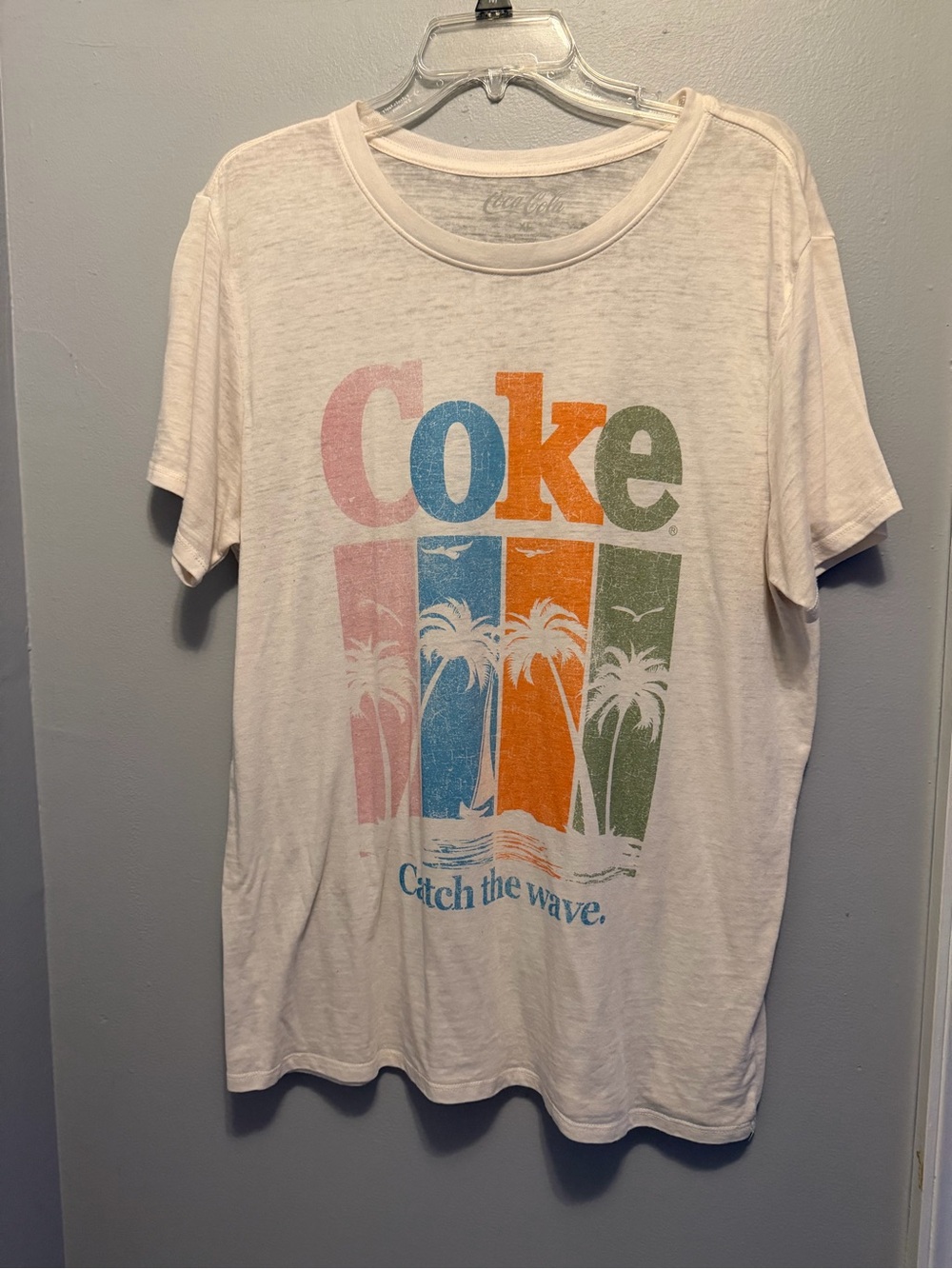 Coca-Cola Cream Crew Neck Tee with Subtle Logo